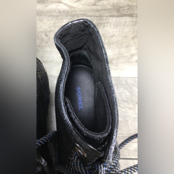 Sorel Women’s NL2264 Black Leather Premium Hidden Wedge Ankle Boots Size 10 - Picture 10 of 11